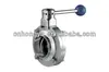 Sanitary butterfly valve welding end with metal handle