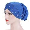 PROMOTIONAL ITEM Fashion Turban Wrap Beads Decoration Solid Color Turban Hat For Women