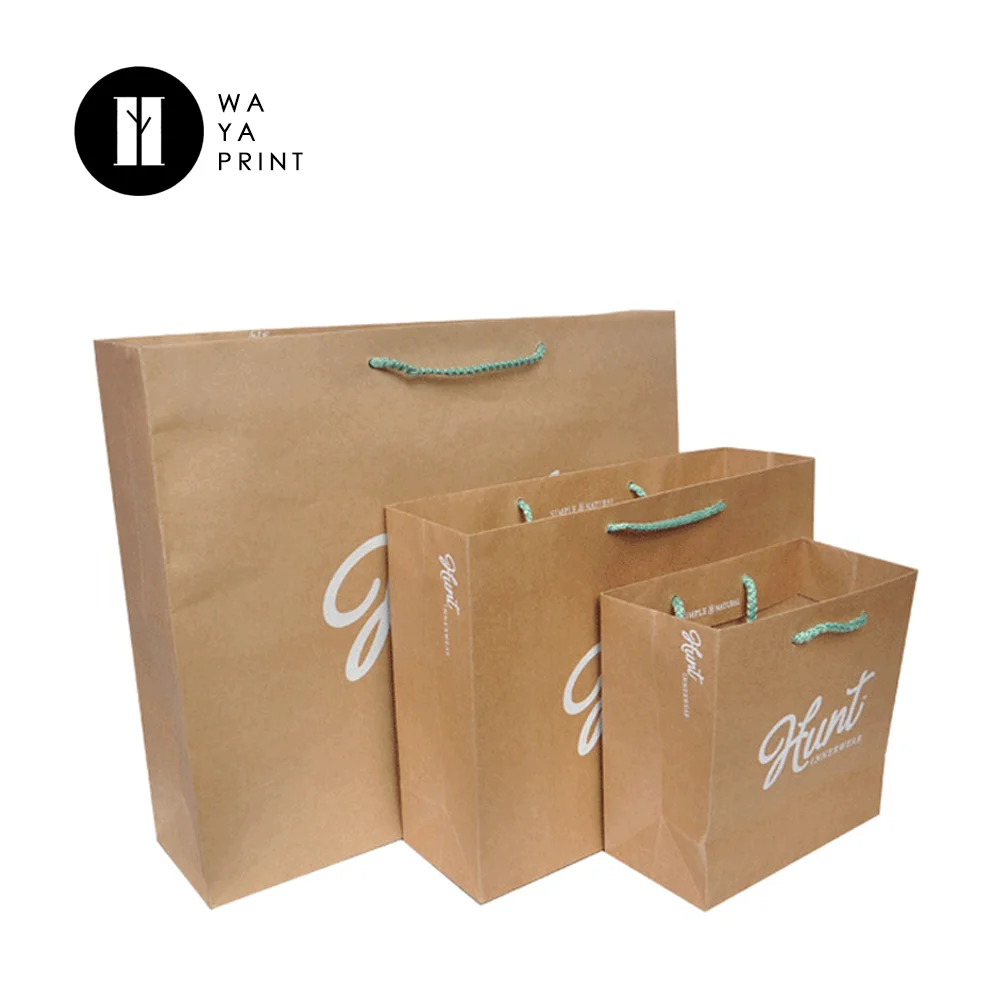 quality white logo print gift packaging mini brown kraft paper