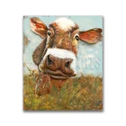 Cute 3D Cow Wall Art Oil Painting on Metal