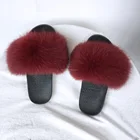 Fashion Lady 2017 Fur Sandals Fox Fur Slides Women Fur Slippers