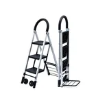 Multipurpose Household Foldable 3 Step Supermarket Ladder with Wheels