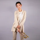 Women Winter Open Front Long Sleeve Classic Natural Color 100% Cashmere Knit Cardigan Shawl
