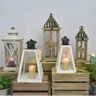Outdoor Garden And Indoor White Rustic Antique Vintage Handmade Decorative Wedding Wooden Candle Lantern
