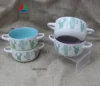 Custom printed and cheap ceramic soup bowls with two handles in white color with silk screen printing mug
