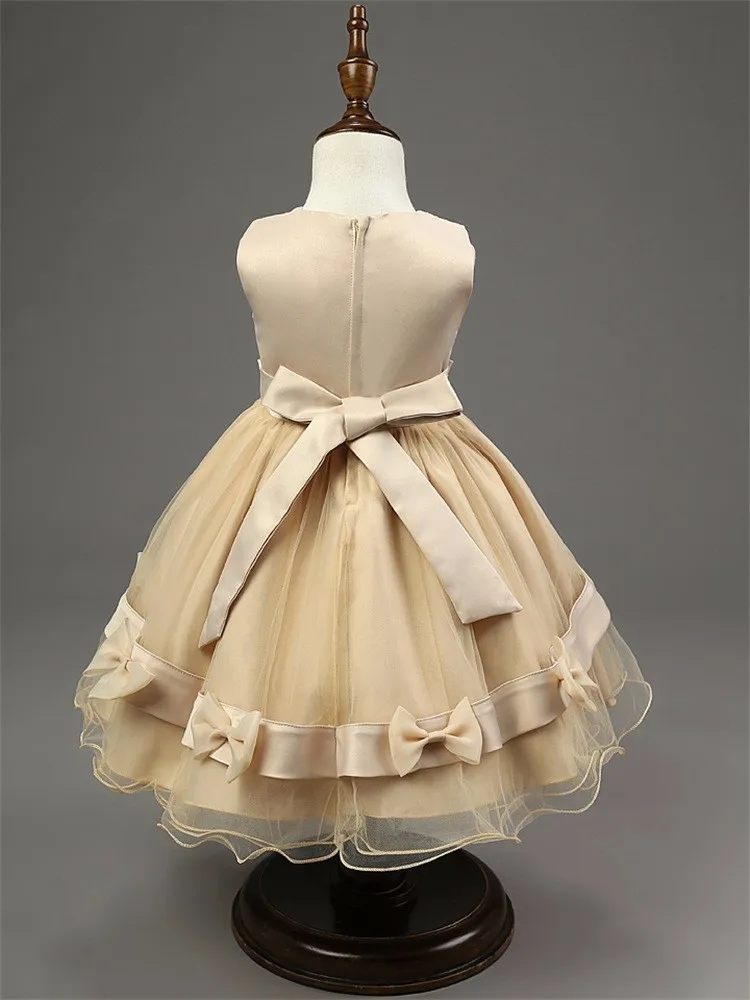 Retro Style Girls Party Wear Dress Kids 2015 New Designer Flower Bowknot Party Formal Ceremonies Dresses For Girls Free Shipping