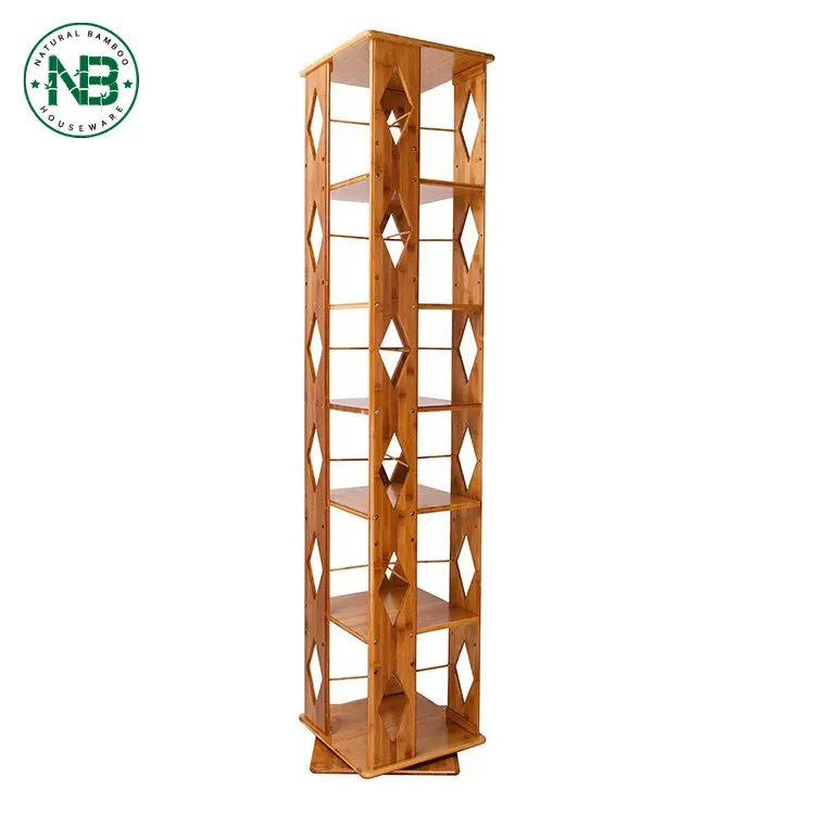 Современный Стиль 7 уровня вращающаяся книжная полка bamboo лестница книжный шкаф