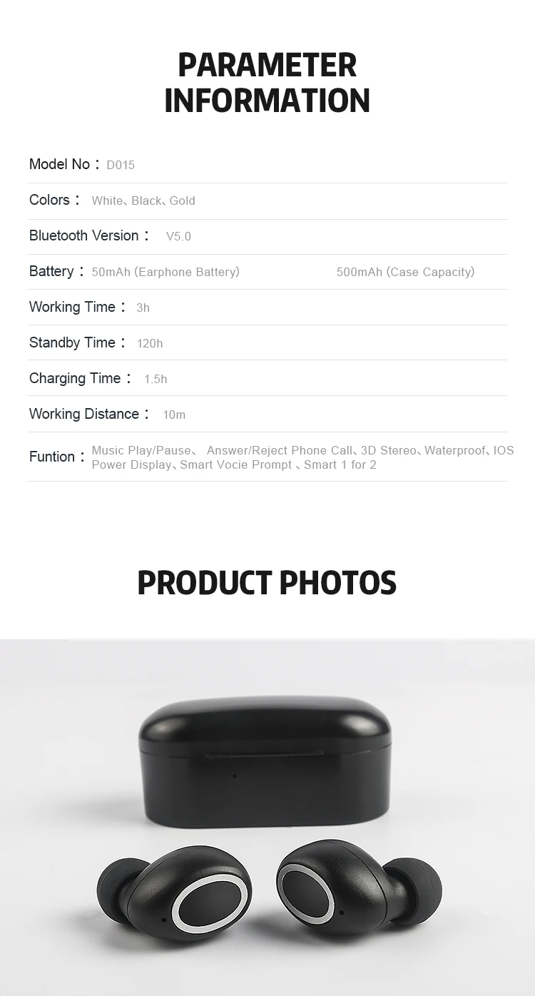 new arrival 3D Stereo Sound tws noise cancelling wireless bluetooths Touch Earbud headphones for iphone - ANKUX.COM
