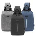 Anti Theft Reflective line Men Chest Bag Sling Backpack with USB Plug