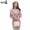 2019 Fashion Women Knitting Cardigan Sweater Suit Two Pieces Women Dress Pullover Knitwear