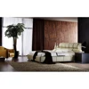 Elegant modern style soft top grain leather italian bedroom set