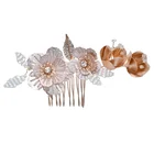 New Design Gold Leaf Flower Hairband Bridal Crystal Hair Comb Handmade Wedding Hair Accessories Hair Clips For Women