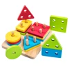 Wooden Large size stacked building blocks four shapes geometric pattern puzzle shape color learning for 1 2 3 Year Toddlers