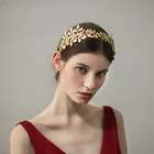 O402 Wedding party fashion hair hoop accessories korean wedding crown leaf gold handmade bridal tiara