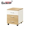 Ekintop 3 drawer mobile pedestal movable combination lock wooden storage office drawer filing cabinets with wheels