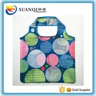 Eco reusable full print polyester folding shopping bag with zipper pouch
