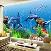 Custom 3D Mural Underwater World Marine Fish Swimming 3d Beach Wallpaper Glue For Wallpaper 3D Wallpaper Designs