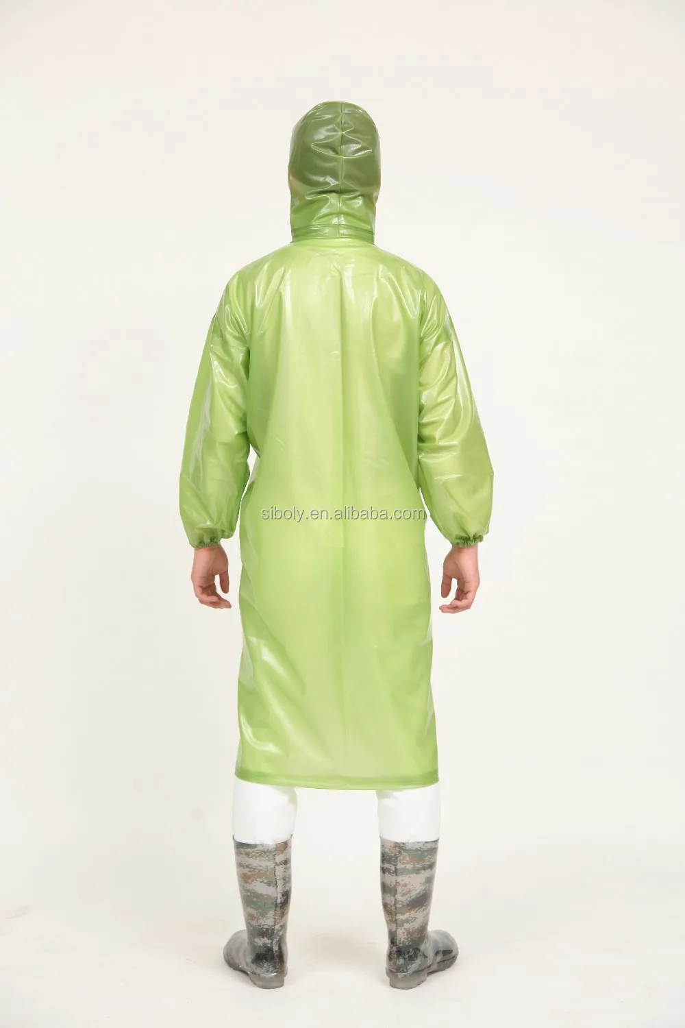 100 Waterproof Oem Clear Plastic Hooded Green Men Long Raincoat Buy