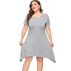 Summer Cotton Dress For Fat Women Ladies Short Sleeve Dress Plus Size