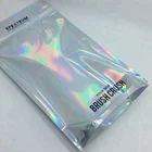 custom pouch plastic hologram mylar zipper bag with clear window