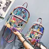 Osgoodway2 Rainbow Laser Jelly Backpack Cute Girls Transparent PVC Mini Student Backpack