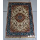 260line 6x9 yellow and white pure silk hand knotted persian carpet