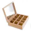 Jewelry Make Up Hair Accessory Organizer Unpainted Wooden Tie Gift Box With 12 Compartments Mirrors