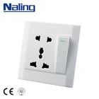 Naling March Expo 86 Type 220V-250V Sliver Contact 5 Pin Electric Wall Switch Socket