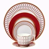 Chinese new year hot selling colored ceramic dinnerware sets wedding dinner plate cheap dishes Bone Chin western dinnerware sets