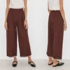 Women Clothes 2018 Casual Loose Russet Brown Linen Blend Wide Pants Women