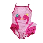 OEM design kids swimwear pink flamingo swimsuit