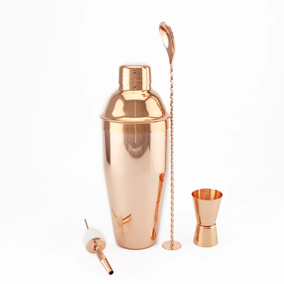 custom simple 750ml stainless steel cocktail shaker and jigger