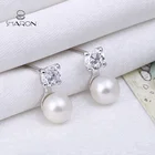 Mothers Day Gifts Crystal 925 Sterling Silver Wedding Pearl Earrings Stud