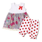 Children's boutique clothings popular dot floral print wholesale baby girl outfit set girl