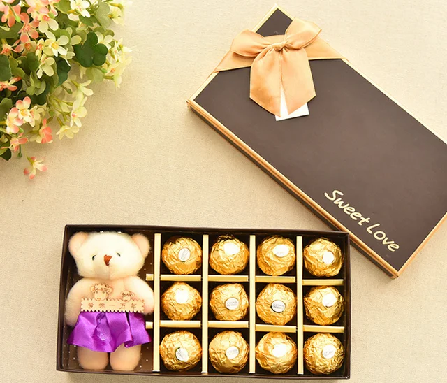 exquisite gift chocolate packaging paper box with bear