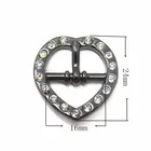 16mm Black Nickel Heart Rhinestone Buckle