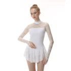 Wholesale high quality White color Dancing Performance gymnastics lace fabric ice figure skating dress