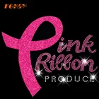 Pink Ribbon Breast Cancer Symbols Hope Heat Press Rhinestones Transfers Iron On T-shirt