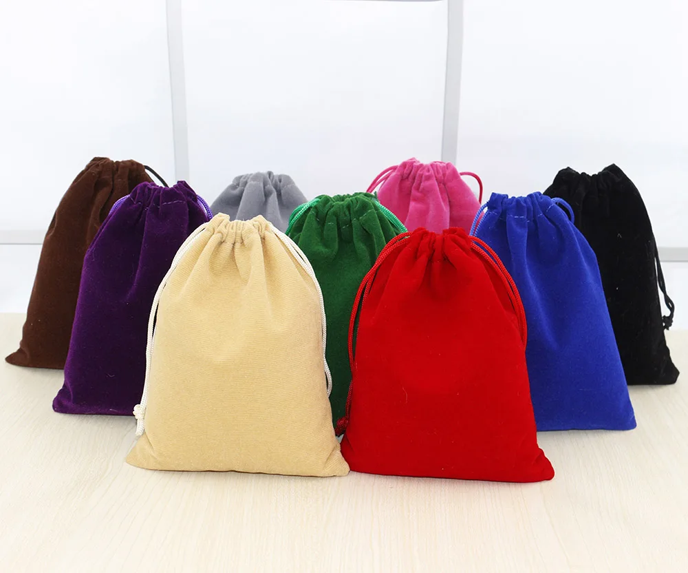 small single velvet drawstring gift bag with logo printing