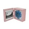 Decoration 14*14 inches pink stereo wooden photo frame box with glass