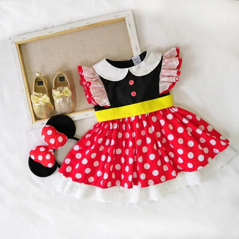 2019 niños de mickey minnie ratón cosplay traje bebé chica vestido con diadema fiesta de cumpleaños de ropa