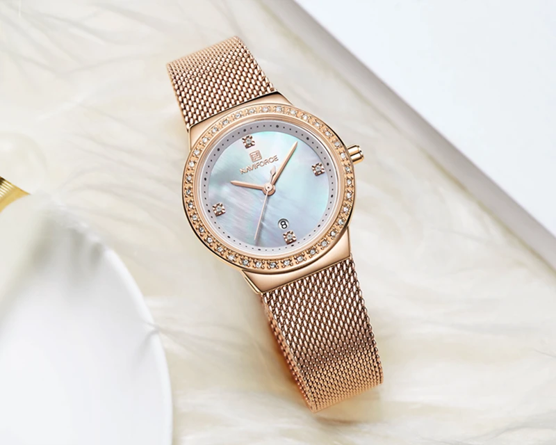 NAVIFORCE NF5005 Women Quartz Elegant Watch Stainless Steel Waterproof