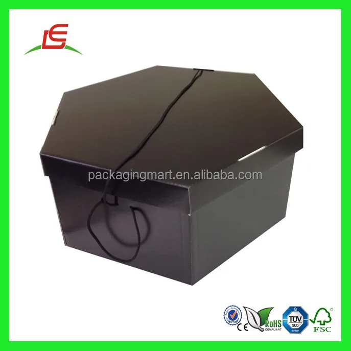 q965 cheap hexagon hat boxes with ribbon wholesale, cardboard
