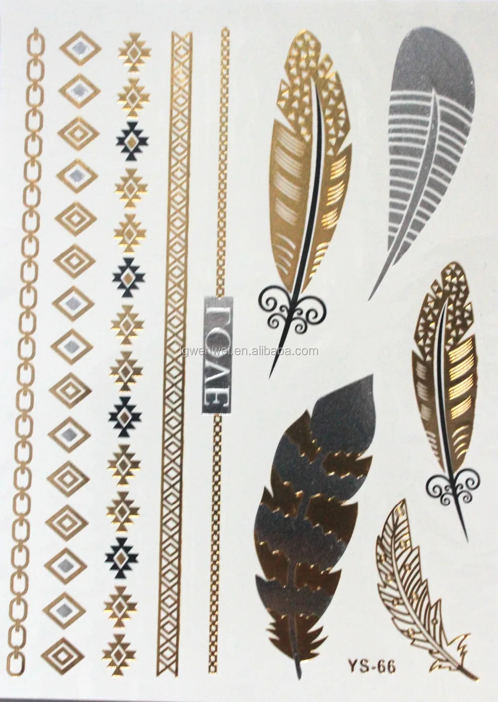 Custom Body Temporary Gold Silver Foil Metallic Flash Tattoos Buy