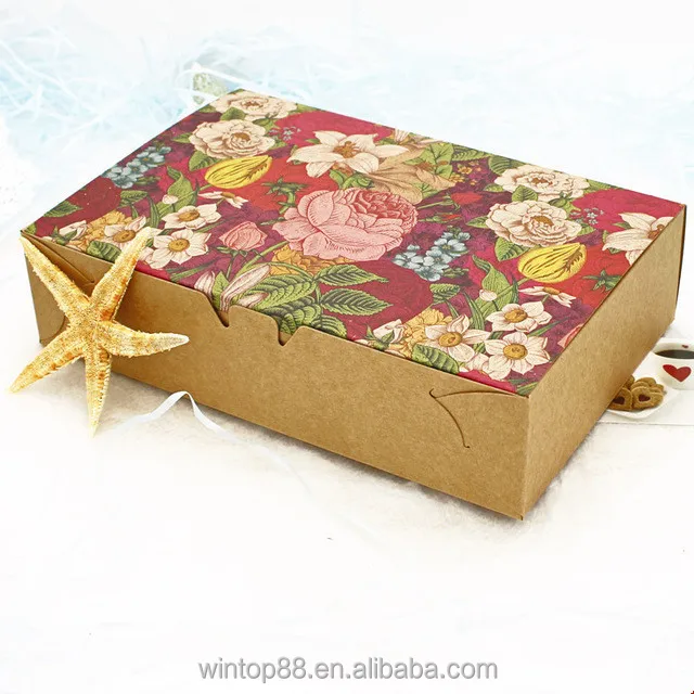 vintage floral printed baking kraft christmas macaron packaging