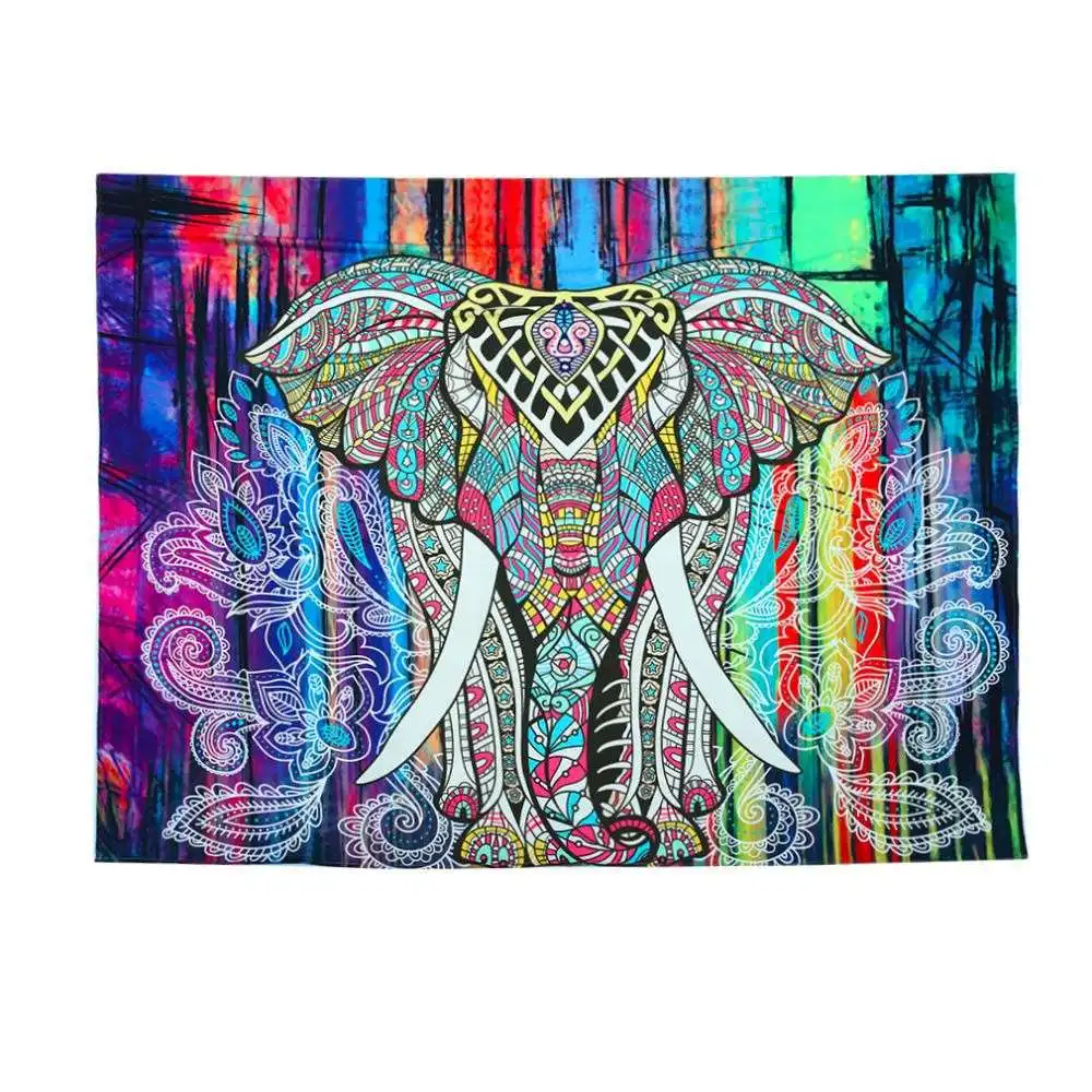 Hot Indian Bohemian Tapestry Elephant Peacock Boho Wall Hanging Carpet Bedspread Beach Picnic Blanket Pad 130x150cm/153x203cm