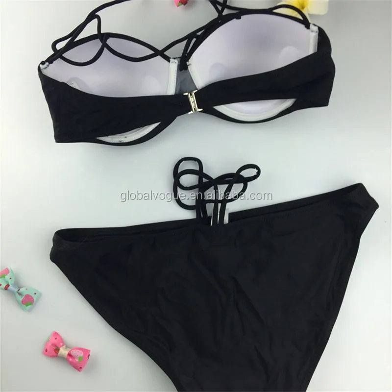 Multi Rope Sexy Bikini Set Women Swimwear Pink Black Bandage Swimsuit