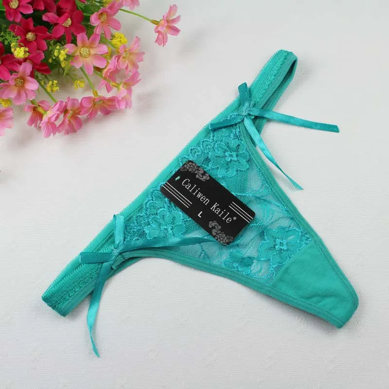 Stock Newest lady bowknot Sey G String underwear Women Lace Transprent Low Waist seamless panties see through Thongs Underwear B