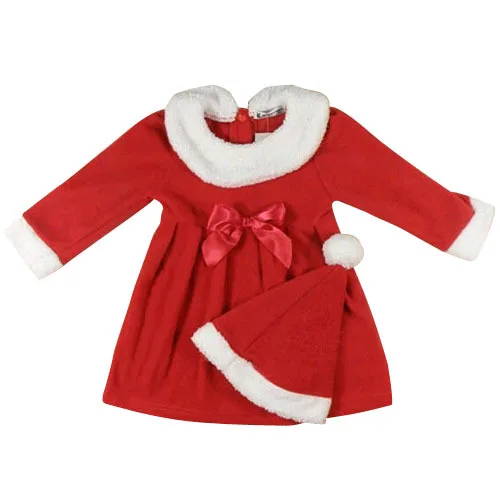 2015 Children Girls Boys Christmas Clothing Set Bow Pleated Kids Christmas Dress+Hat Child Girls Boys New Year Clothing Gift