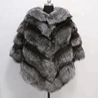 Best Sales Women Winter Windproof Plus Size Fox Fur Poncho Real Fur Cape